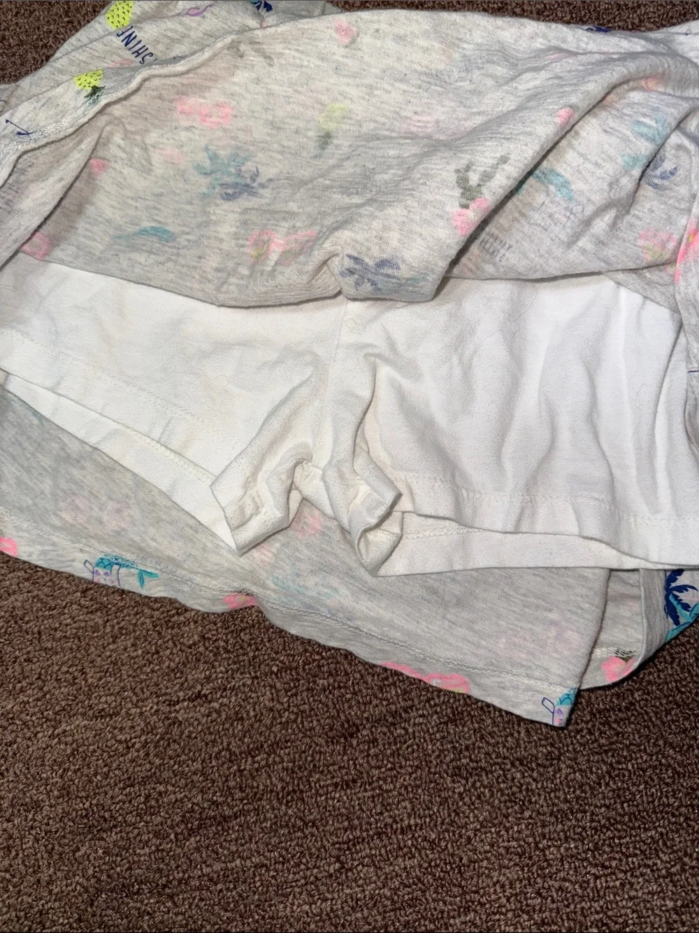 Carter's Light Gray Girls Skirt with Tropical Print